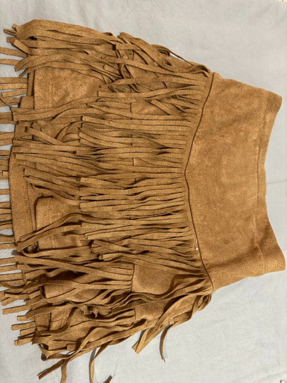 Tween Diva Girls Brown Faux Suede Fringe Skirt Size 10 Western Boho  SKU029